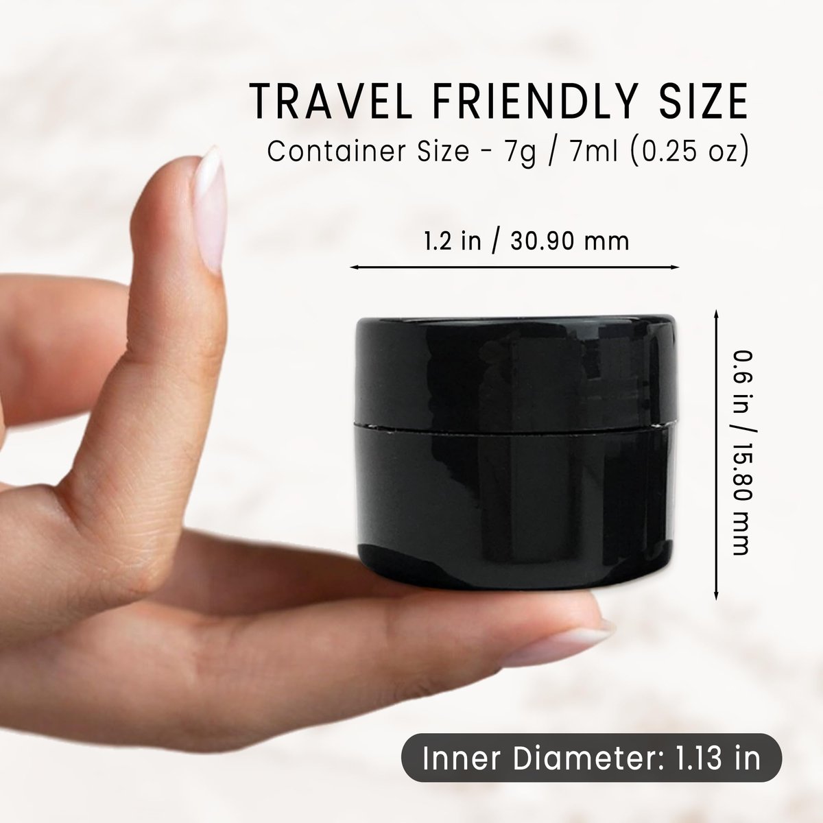 Beauticom 12 Pack 7G/7ml (0.25oz) Black Double Wall Plastic Jars with Foam Lined Lid for Lotion, Creams, Toners, Lip Balms, Makeup Samples - BPA Free - görsel 3