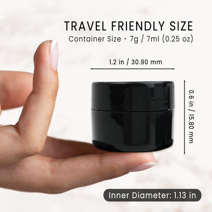 Beauticom 12 Pack 7G/7ml (0.25oz) Black Double Wall Plastic Jars with Foam Lined Lid for Lotion, Creams, Toners, Lip Balms, Makeup Samples - BPA Free