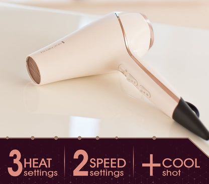Remington Pro Ionic Hair Dryer 1875W with Diffuser, 2 Concentrators, 3 Sectioning Clips, 3 Heat and 2 Speed Settings, Cool Shot Button Avelisse