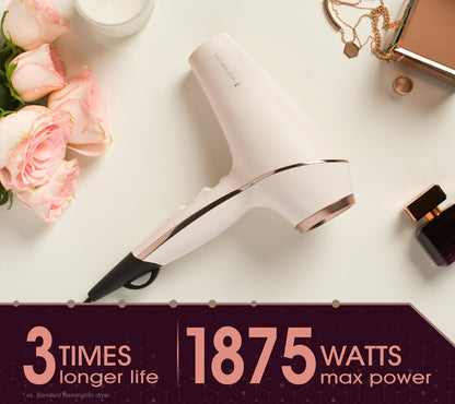 Remington Pro Ionic Hair Dryer 1875W with Diffuser, 2 Concentrators, 3 Sectioning Clips, 3 Heat and 2 Speed Settings, Cool Shot Button Avelisse