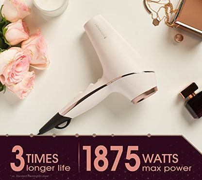 Remington Pro Ionic Hair Dryer 1875W with Diffuser, 2 Concentrators, 3 Sectioning Clips, 3 Heat and 2 Speed Settings, Cool Shot Button Avelisse