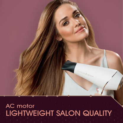 Remington Pro Ionic Hair Dryer 1875W with Diffuser, 2 Concentrators, 3 Sectioning Clips, 3 Heat and 2 Speed Settings, Cool Shot Button Avelisse