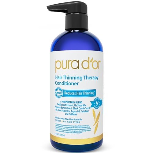 PURA D'OR Hair Thinning Therapy Biotin Conditioner – 16 oz, Clinically Tested, Low Lather Deep Moisturizing for Women & Men, Color Safe Avelisse
