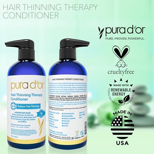 PURA D'OR Hair Thinning Therapy Biotin Conditioner – 16 oz, Clinically Tested, Low Lather Deep Moisturizing for Women & Men, Color Safe Avelisse
