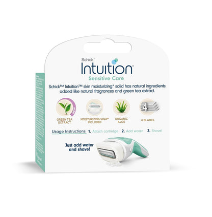 Schick Intuition Sensitive Care Razor Blade Refill Cartridges, 3 Count – Smooth, Sensitive Skin Shaving