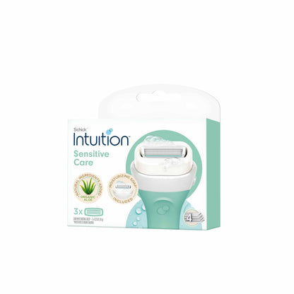 Schick Intuition Sensitive Care Razor Blade Refill Cartridges, 3 Count – Smooth, Sensitive Skin Shaving
