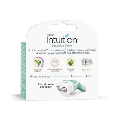 Schick Intuition Sensitive Care Razor Blade Refill Cartridges, 3 Count – Smooth, Sensitive Skin Shaving