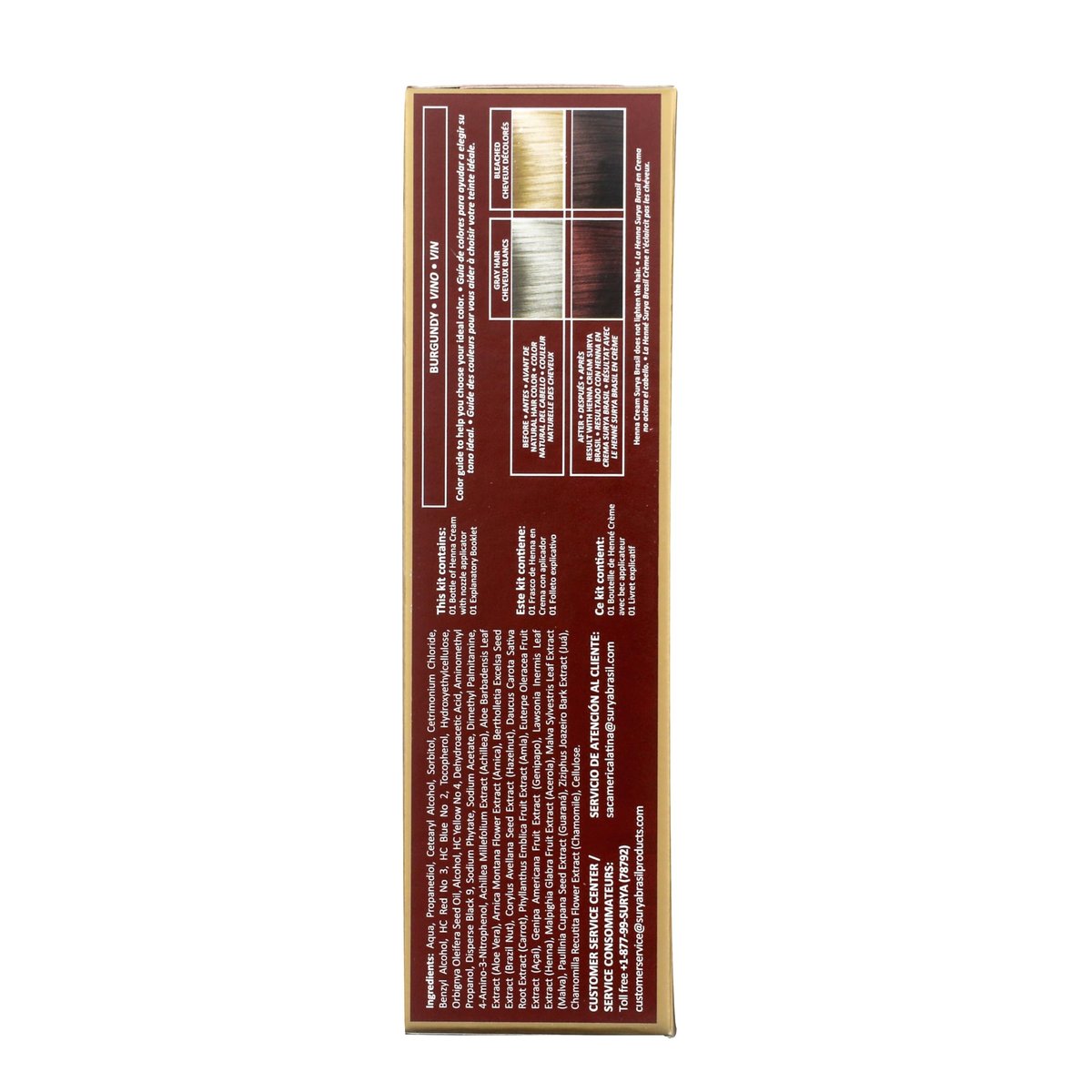 Surya Brasil Henna Cream Burgundy - 96% Natural, Vegan & Cruelty-Free Semi-Permanent Hair Color, Deep Hydration & Shine, 2.37 oz Avelisse