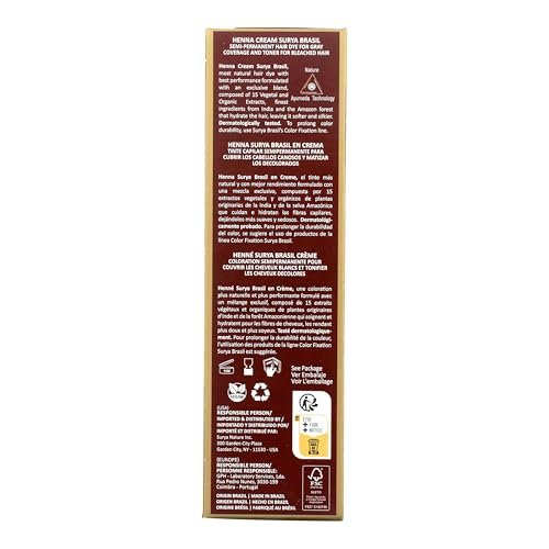 Surya Brasil Henna Cream Burgundy - 96% Natural, Vegan & Cruelty-Free Semi-Permanent Hair Color, Deep Hydration & Shine, 2.37 oz Avelisse