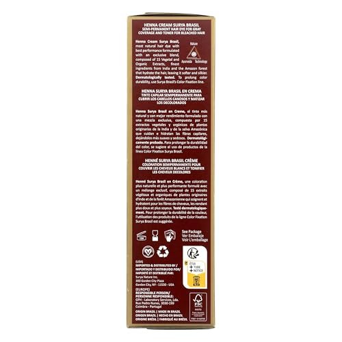 Surya Brasil Henna Cream Hair Color Treatment - Copper (2.37 oz / 70 ml) - Natural & Organic Hair Dye Avelisse
