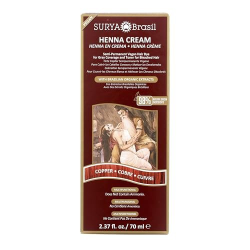 Surya Brasil Henna Cream Hair Color Treatment - Copper (2.37 oz / 70 ml) - Natural & Organic Hair Dye Avelisse