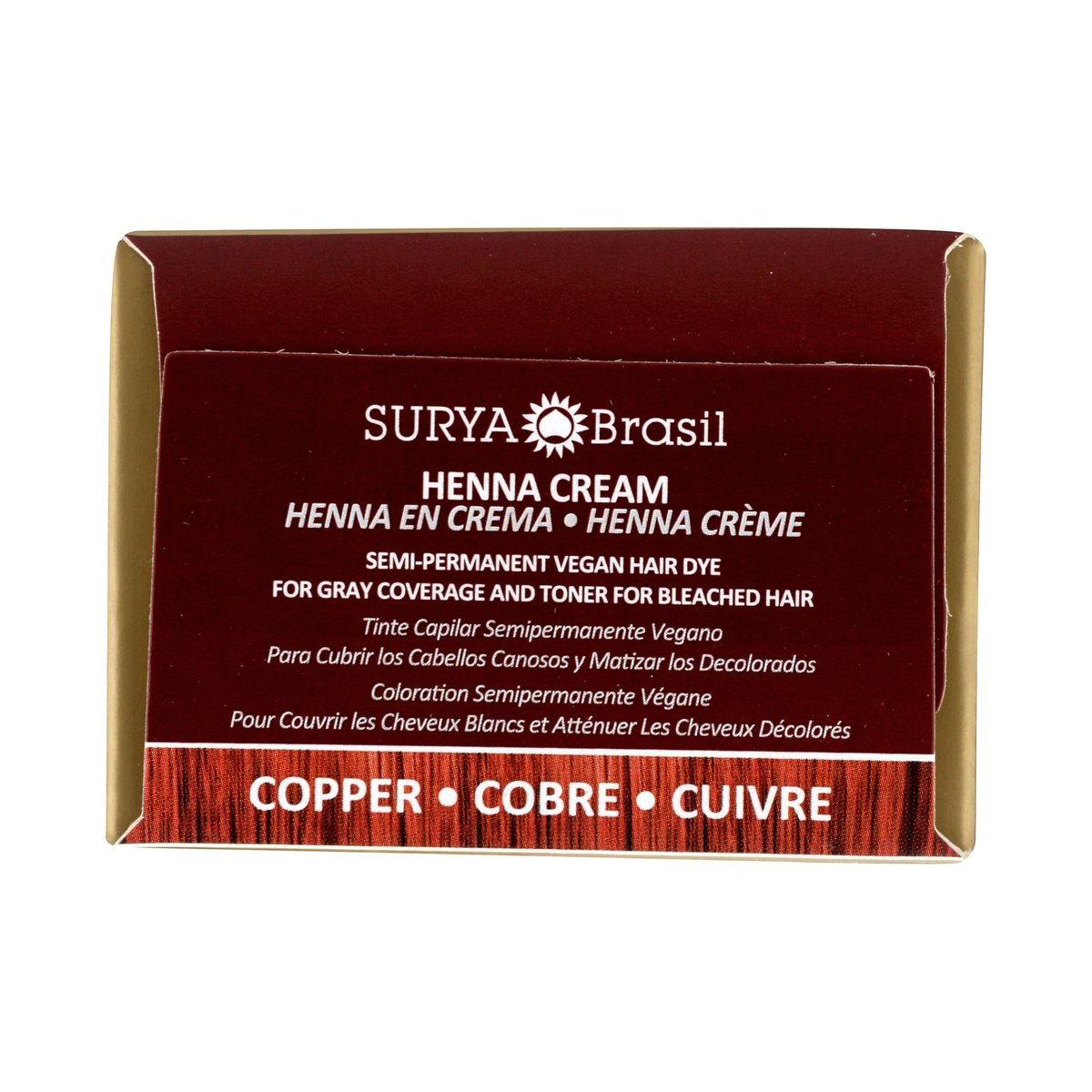 Surya Brasil Henna Cream Hair Color Treatment - Copper (2.37 oz / 70 ml) - Natural & Organic Hair Dye Avelisse