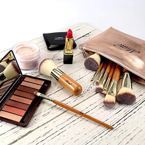 Matto 9-Piece Makeup Brush Set with Travel Bag – Bamboo & Aluminum Foundation Brush Kit Avelisse