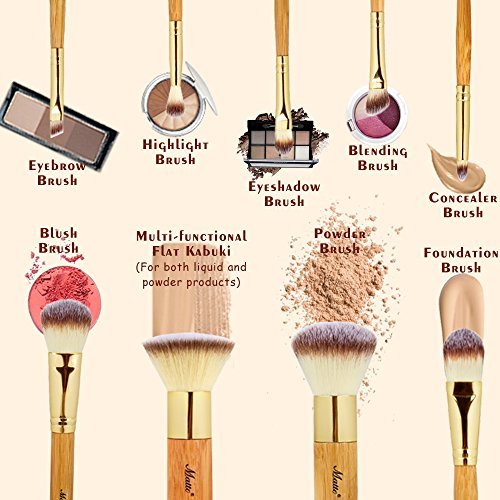 Matto 9-Piece Makeup Brush Set with Travel Bag – Bamboo & Aluminum Foundation Brush Kit Avelisse