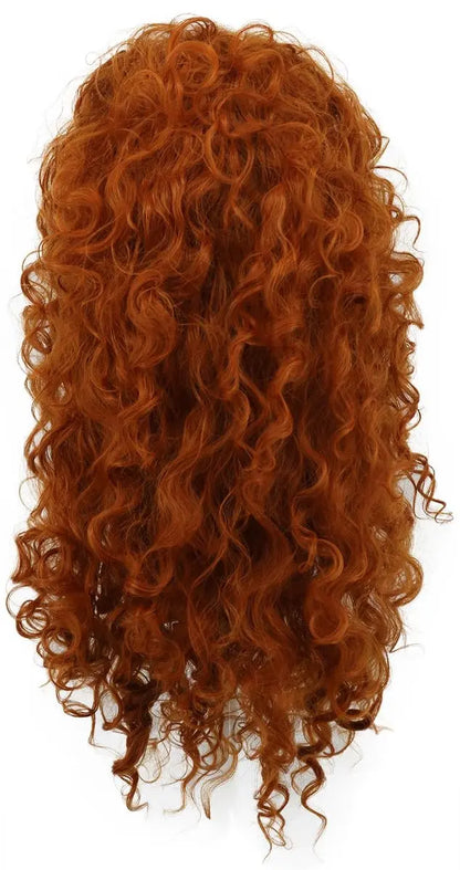 yuehong Women's Long Curly Orange Wig – Heat Resistant Synthetic Fluffy Cosplay Wig for Anime Party Avelisse