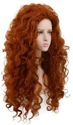 yuehong Women's Long Curly Orange Wig – Heat Resistant Synthetic Fluffy Cosplay Wig for Anime Party Avelisse