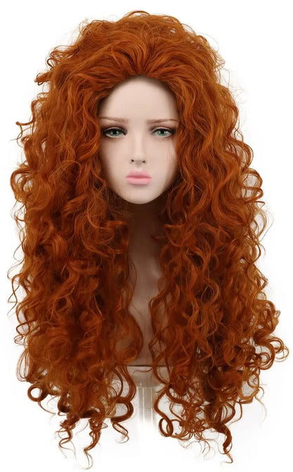 yuehong Women's Long Curly Orange Wig – Heat Resistant Synthetic Fluffy Cosplay Wig for Anime Party Avelisse