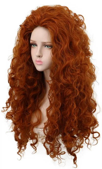 yuehong Women's Long Curly Orange Wig – Heat Resistant Synthetic Fluffy Cosplay Wig for Anime Party Avelisse