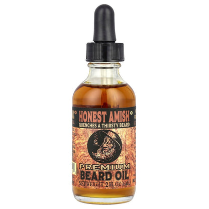 Honest Amish Premium Beard Oil - 2 oz - All Natural, Handcrafted Beard Conditioner