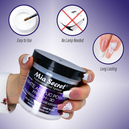 Mia Secret White Acrylic Powder (2 oz) - Professional Nail Enhancement Avelisse