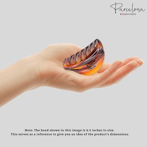 Parcelona French Vrille Small Tortoise Shell 2 3/4" Celluloid No Slip Grip Sturdy Claw Clips Jaw Hair Clips Claw Clamp Clutcher for Women and Girls, Made in France - görsel 14