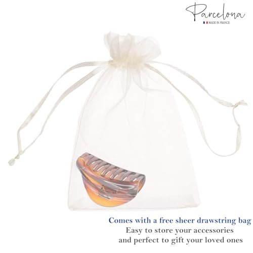 Parcelona French Vrille Small Tortoise Shell 2 3/4" Celluloid No Slip Grip Sturdy Claw Clips Jaw Hair Clips Claw Clamp Clutcher for Women and Girls, Made in France - görsel 16