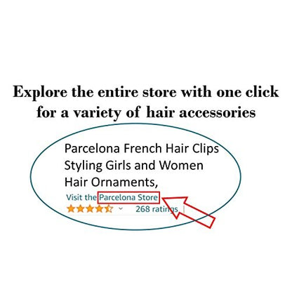 Parcelona French Crochet 3 ¼” Black Celluloid Non Slip Side Slide In Jaw Yoga Hair Claws for Fine Hair Women Hair Accessories Claw Clip for Girls, Made in France