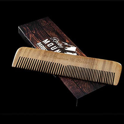 Rocky Mountain Barber Company Wood Hair Comb – Anti-Static, No Snag, Fine & Medium Teeth for Hair, Beard & Mustache – Premium Carrying Pouch & Gift Box Avelisse