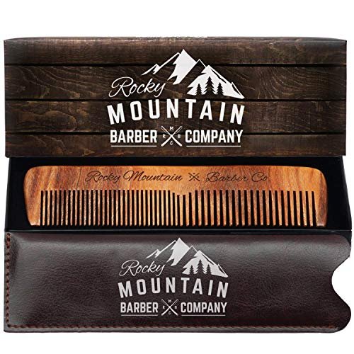 Rocky Mountain Barber Company Wood Hair Comb – Anti-Static, No Snag, Fine & Medium Teeth for Hair, Beard & Mustache – Premium Carrying Pouch & Gift Box Avelisse