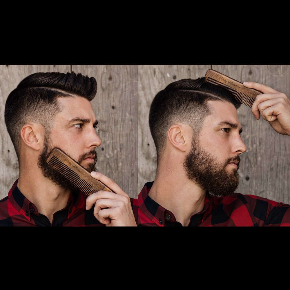Rocky Mountain Barber Company Wood Hair Comb – Anti-Static, No Snag, Fine & Medium Teeth for Hair, Beard & Mustache – Premium Carrying Pouch & Gift Box Avelisse