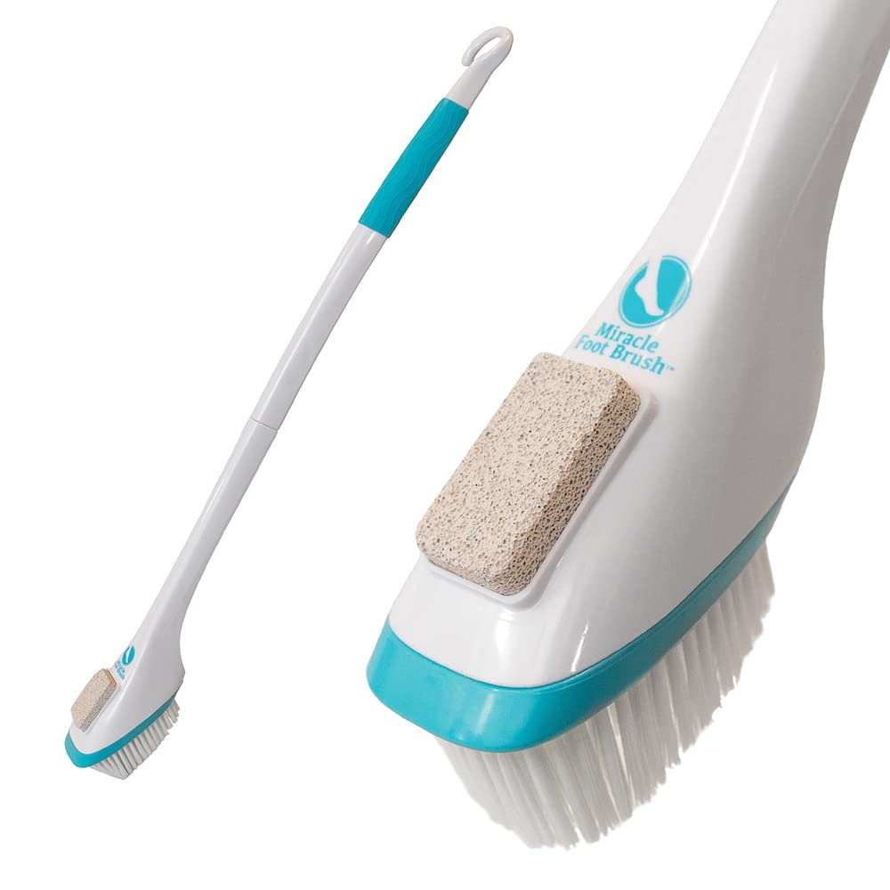 Miracle Foot Brush 30" with Scrubbing Pumice Stone and Shower Grip Handle – Wet/Dry Brush for Seniors, Pregnant, Disabled, or Post-Surgery Avelisse