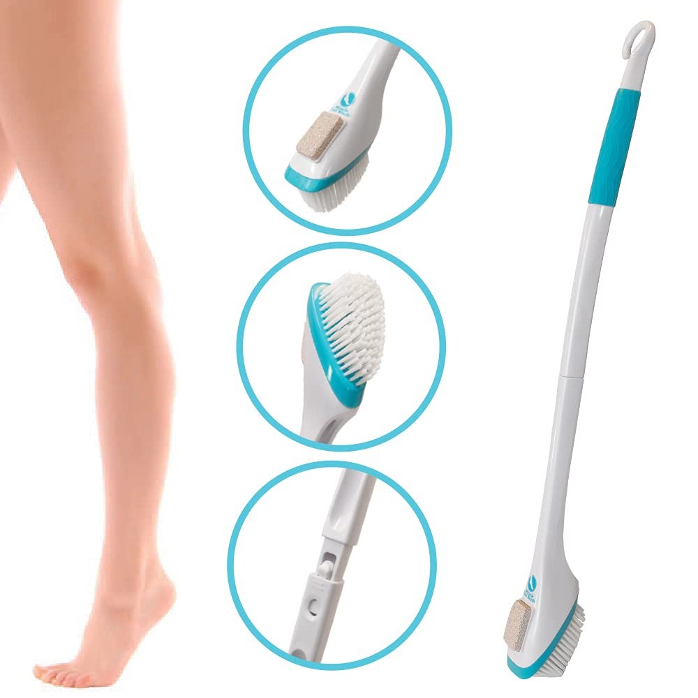 Miracle Foot Brush 30" with Scrubbing Pumice Stone and Shower Grip Handle – Wet/Dry Brush for Seniors, Pregnant, Disabled, or Post-Surgery Avelisse