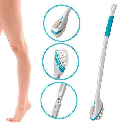Miracle Foot Brush 30" with Scrubbing Pumice Stone and Shower Grip Handle – Wet/Dry Brush for Seniors, Pregnant, Disabled, or Post-Surgery Avelisse