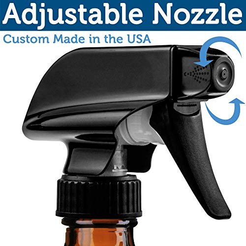Sally's Organics Empty Amber Glass Spray Bottles - 2 Pack - Large 16oz Refillable Bottles with Durable Nozzle - Fine Mist/Stream Setting Avelisse