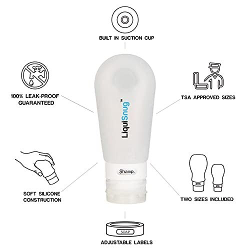 LiquiSnugs Premium Leak Proof Silicone Travel Bottles - TSA Approved Toiletry Containers with Suction Cups & Labels - görsel 10