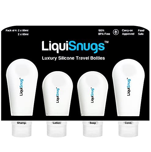 LiquiSnugs Premium Leak Proof Silicone Travel Bottles - TSA Approved Toiletry Containers with Suction Cups & Labels - görsel 2