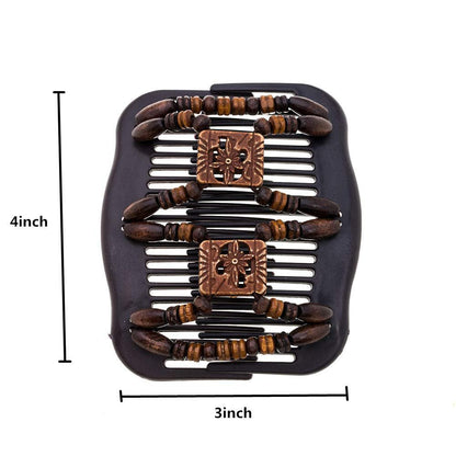 LOVEF Thick Hair Clip Combs – 5-Pack Bun Maker for Women, Waterproof Wood Hair Accessories for Long & Short Hair