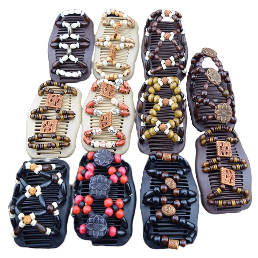 LOVEF Thick Hair Clip Combs – 5-Pack Bun Maker for Women, Waterproof Wood Hair Accessories for Long & Short Hair - görsel 1