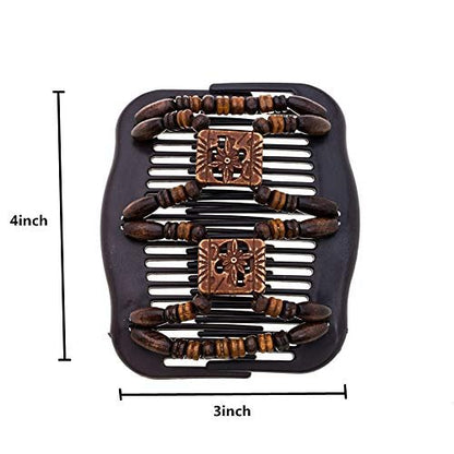 LOVEF Thick Hair Clip Combs – 5-Pack Bun Maker for Women, Waterproof Wood Hair Accessories for Long & Short Hair