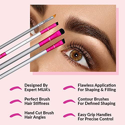Vertex Eyebrow Brush Kit – Thin Angled Eye Brow Concealer & Contour Brush with Spoolie – 4 Piece Set for Filling, Shaping, and Defining Arches - görsel 14