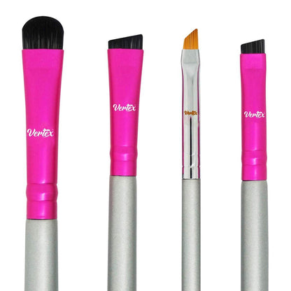 Vertex Eyebrow Brush Kit – Thin Angled Eye Brow Concealer & Contour Brush with Spoolie – 4 Piece Set for Filling, Shaping, and Defining Arches