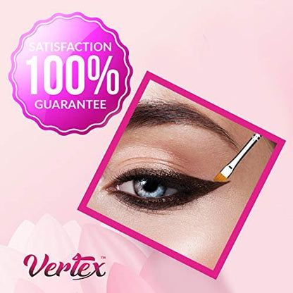 Vertex Fine Angled Eyeliner Brush Set - 4 Pack Precision Liquid & Gel Liner Applicator for Winged Cat Eye Looks