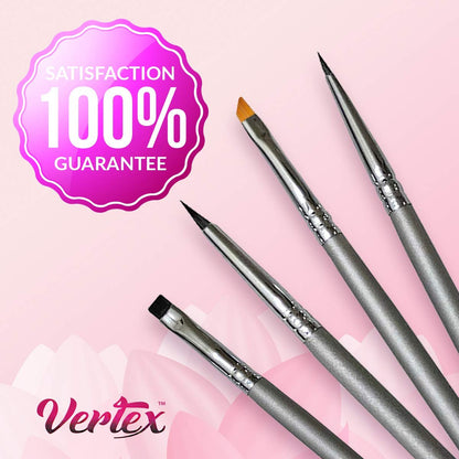 Vertex Fine Angled Eyeliner Brush Set - 4 Pack Precision Liquid & Gel Liner Applicator for Winged Cat Eye Looks