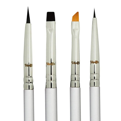 Vertex Fine Angled Eyeliner Brush Set - 4 Pack Precision Liquid & Gel Liner Applicator for Winged Cat Eye Looks