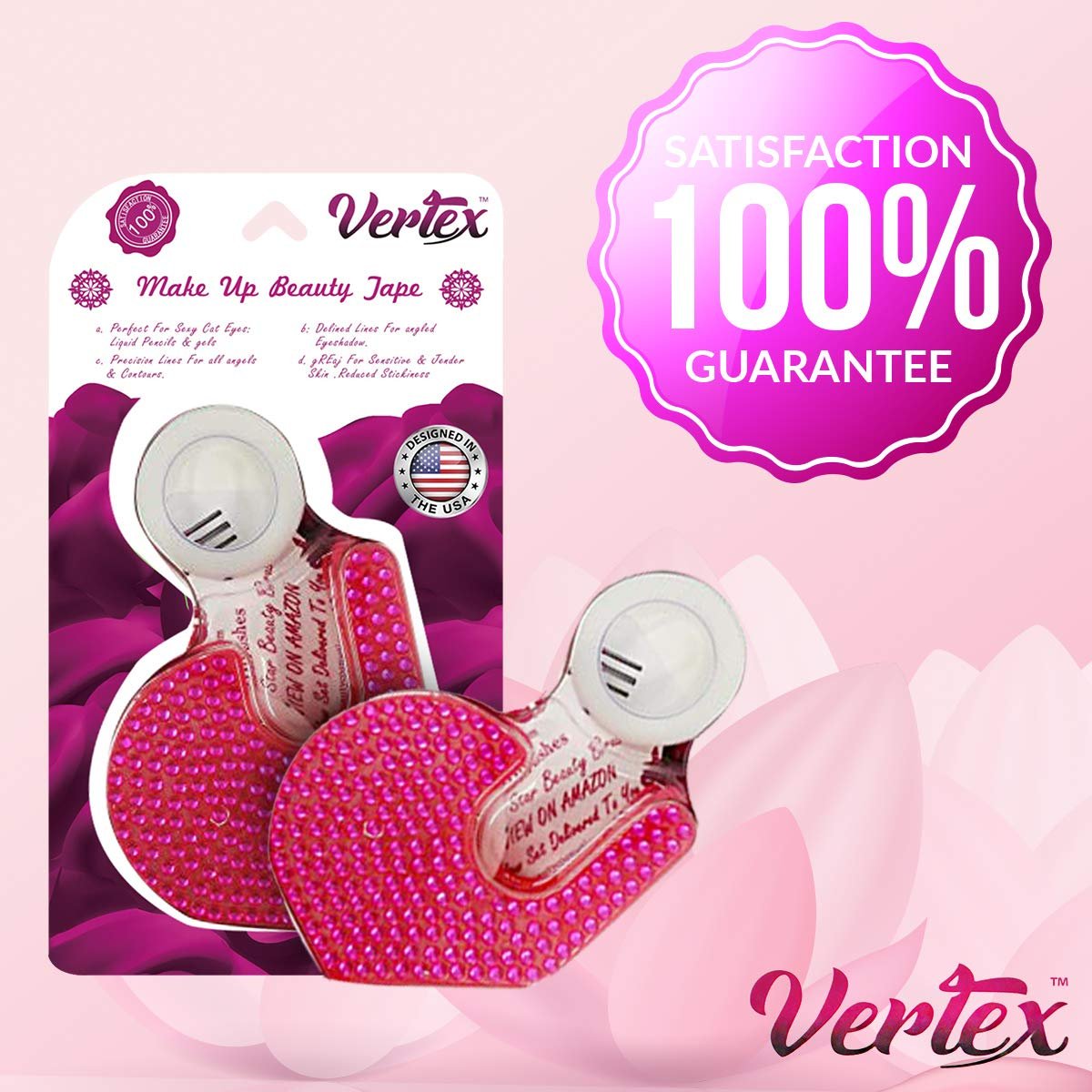 Vertex Makeup Tape Eyeliner Stencils - Pink, 1 Pack: Firm Hold Clean Edge for Perfect Wing Tips & Eyeshadow Lines - görsel 9