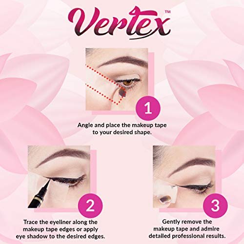 Vertex Makeup Tape Eyeliner Stencils - Pink, 1 Pack: Firm Hold Clean Edge for Perfect Wing Tips & Eyeshadow Lines - görsel 8