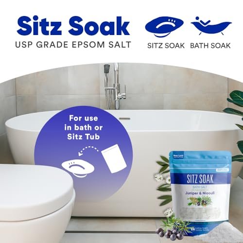 Sitz Bath Soak 2-Lbs Epsom Salt with Essential Oils - Hemorrhoid Soothing Bath Salts in BPA Free Pouch (32 oz) Avelisse