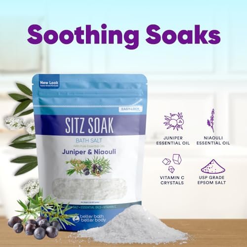 Sitz Bath Soak 2-Lbs Epsom Salt with Essential Oils - Hemorrhoid Soothing Bath Salts in BPA Free Pouch (32 oz) Avelisse