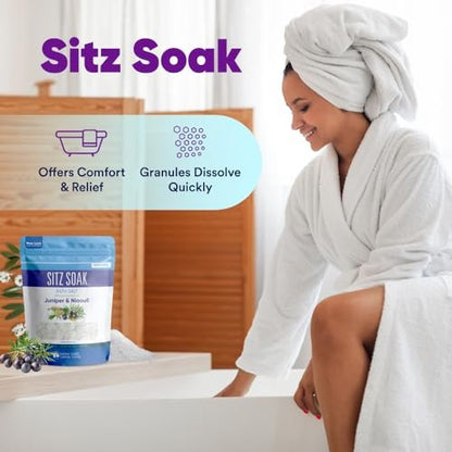 Sitz Bath Soak 2-Lbs Epsom Salt with Essential Oils - Hemorrhoid Soothing Bath Salts in BPA Free Pouch (32 oz) Avelisse