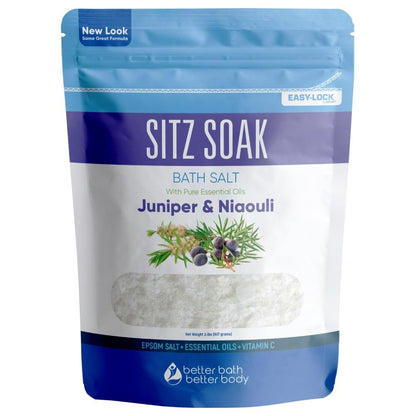 Sitz Bath Soak 2-Lbs Epsom Salt with Essential Oils - Hemorrhoid Soothing Bath Salts in BPA Free Pouch (32 oz) Avelisse
